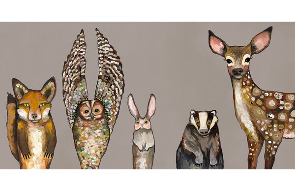 Forest Animals On Canvas by Eli Halpin Print